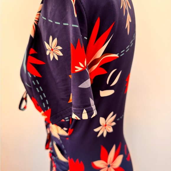 C Brand Blue Dress with Red and White Floral Design - Picture 4 of 5